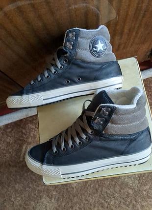 Кожаные утеплённые кеды converse. 3