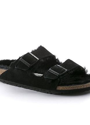 Оригінальні тапки birkenstock arizona suede shearling black size 39 - 25 см