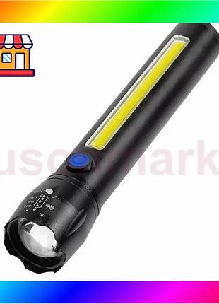 Bs аккумуляторный фонарь 2в1 best mix bl-c63 p50, с usb, 3 режима bas77/n