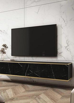 Тумба під телевізор навісна perfect home oro чорний мармур роял 3-дверна (pfh-091363)