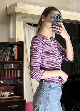 Фіолетовий лонгслів zebra print 2