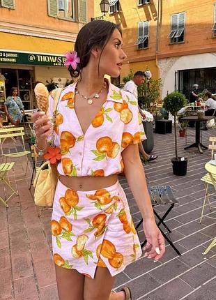 Костюм zara апельсини льон