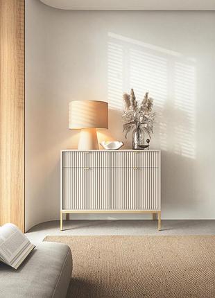 Комод perfect home nova (ksz104) кашемір, 2 двері, 2 ящики, золоті ніжки (pfh-091223)