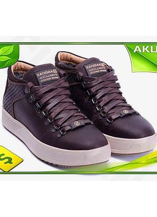 Зимние ботинки chocolate exclusive кожаные коричневые с набивной шерстью 40-45 тактические ve-33