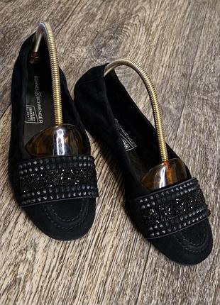 Черные кожаные замшевые балетки с камнями сваровски swarovski kennel &amp; schmenger 37