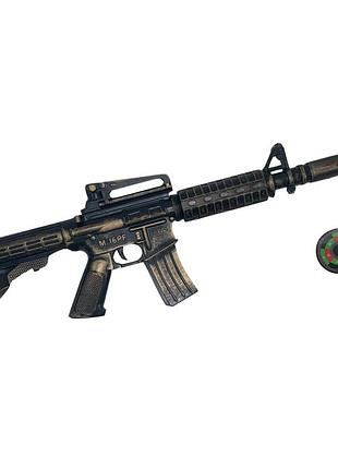 Игрушечный автомат с мягкими пулями m16 pf golden gun 910gg золотой
