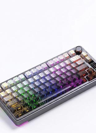 Игровая беспроводная клавиатура aula s75 pro 2.4g / bluetooth / кабель / с экранчиком / rgb / black countor