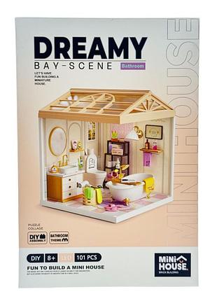 Конструктор-румбокс ванная комната mini house 8009-mh серии "интерьер", со светом
