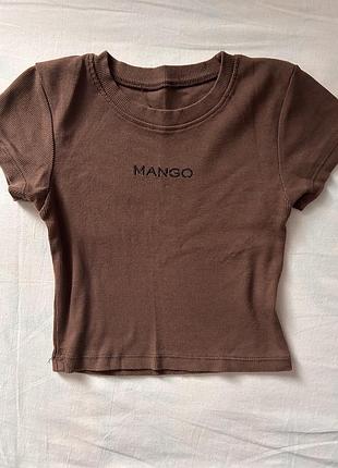 Топ жіночий mango коричневий в рубчик