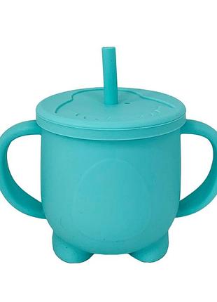 Силиконовая чашка-поилка с крышкой mgz-0302(turquoise) 200 мл