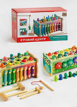 Игровой центр 22657 "4fun game club wood", ксилофон, магнитная игра, стучалка, шестеренки