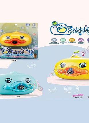 Установка с мыльными пузырями 76-4 a "фотоаппарат", 2 цвета, 2 бутылочки с мыльным раствором, ремешок, звук,