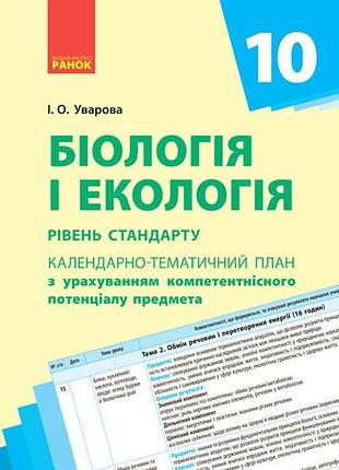 Биология. 10 клас. календарьно-тематический план с учетом компетентного потенциала предмета