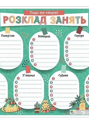 Пиши-стирай. розклад занять_зелений з котиками