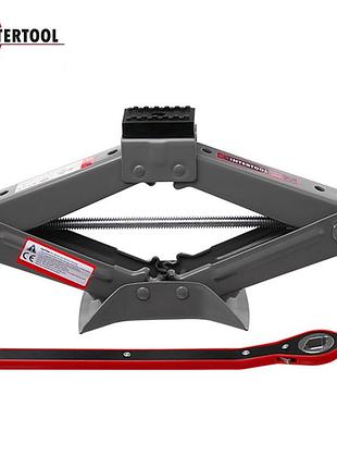 Домкрат механический ромбовидный intertool gt0185 с трещеткой, 2т., резиновый упор, 110-400 мм