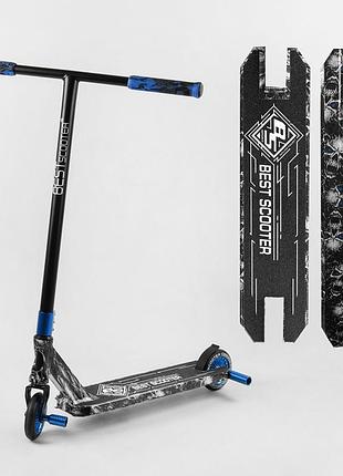 Детский трюковый самокат hic-система алюминиевый и дека с принтом best scooter bs-99808
