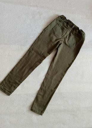 Крутые джинсы скинни, рваные на коленях denim co р. 134 (7-9 лет) тянутся, хаки8 фото