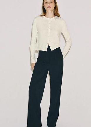 Брюки с высокой посадкой zw collection с шерстью