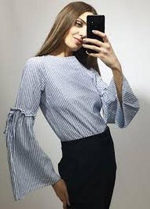100% коттон женская натуральная летняя блуза, блузка в полоску бренда primark