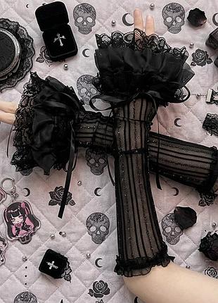 🖤 довгі мітенки-рукави 50 см в стилі jirai kei / subcul 🖤
