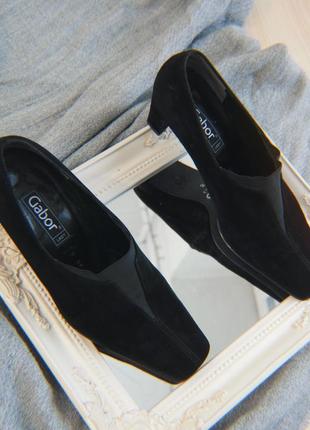 Туфли черные замшевые gabor 38 5 винтажные
