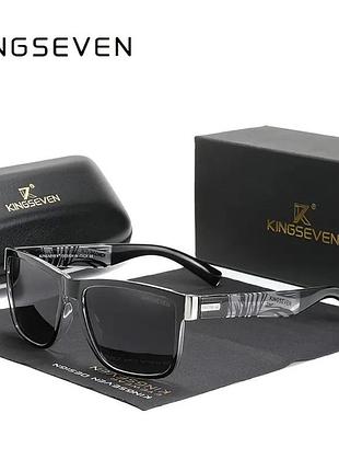 Брендовые мужские солнцезащитные поляризационные очки kingseven толстые дужки зебра высший уровень защиты uv400