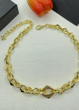 Кольє prada geometric links — люкс якість, латунь із позолотою