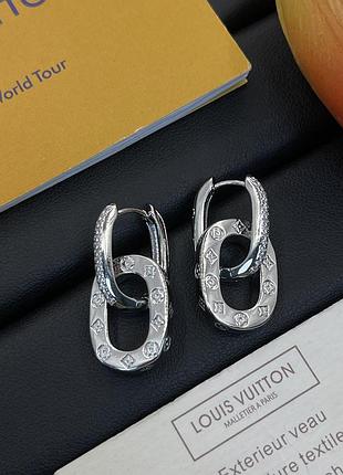Сережки-трансформери луї віттон «lv link silver» люкс якість