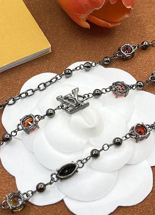 Колье луи виттон colorful crystals necklace silver dark люкс качество