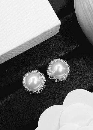 Сережки селін "classic pearl weave" люкс якість