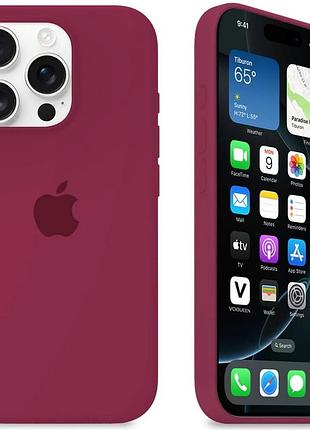 Силіконовий чохол для iphone 16 pro з закритим низом silicone case малиновий rose red 37 (бампер)