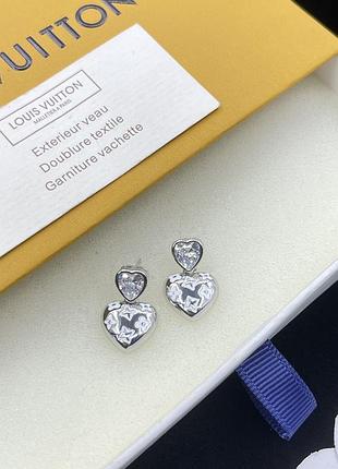 Серьги луи виттон heart monogram earrings люкс качество