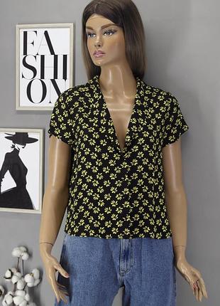 Брендовая вискозная рубашка "river island" с цветочным принтом. размер uk12/eur38.