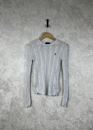 Жіночий білий джемпер з плетеними косами polo ralph lauren, розмір xs/s