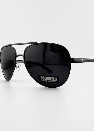 Мужские солнцезащитные очки авиаторы polarized p328 c3 с поляризацией и флексами, черные
