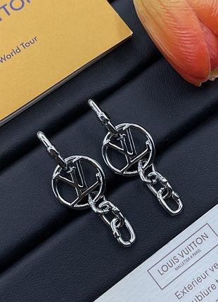 Серьги луи виттон chain logo drop earrings люкс качество
