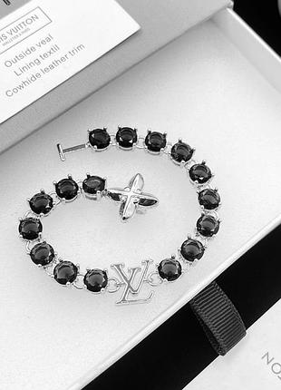 Браслет луи виттон black crystal bracelet люкс качество