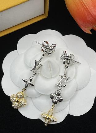 Серьги луи виттон monogram multi-charm silver/gold люкс качество