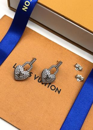 Сережки луї віттон heart lock silver люкс якість
