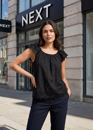 Женская черная блуза next с кружевом / eu 38-40 / m-l / состояние очень хорошее!