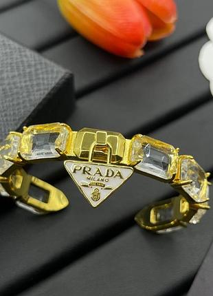Браслет prada golden radiance crystals — люкс качество, латунь с позолотой