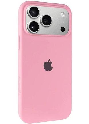 Силиконовый чехол для iphone 17 pro max с закрытым низом silicone case розовый pink 12 (бампер)