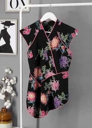 Блузка в східному стилі "marks&amp;spencer" з квітковим принтом, uk8/eur36.