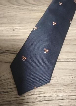 Узкий синий галстук с принтом чихуахуа (skinny tie)