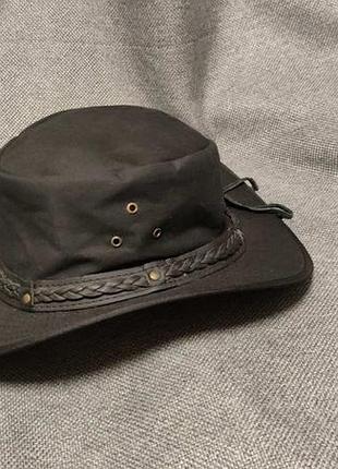 Hawkins р. 58 ( l ) чоловічий ковбойський мисливський вощений чорний капелюх мужская ковбойская шляпа черная военная хлопковая натуральная ковбоя