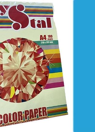 Папір кольоровий "crystal color paper" а4 80 г/м (100 арк.) інт. turquoise 220 (синій), шт