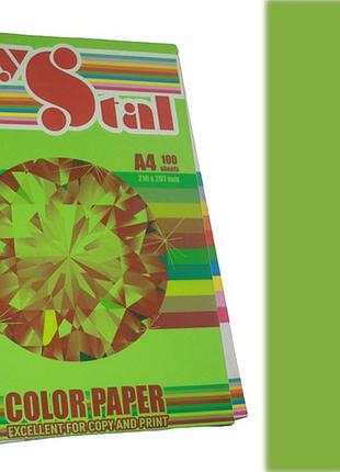 Папір кольоровий "crystal color paper" а4 80 г/м (100 арк.) інт. parrot 230 (зелений) , шт