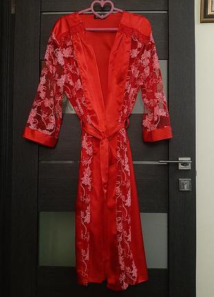 Атласно- кружевной халат nouvelle collection 2xl