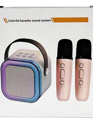 Портативная bluetooth колонка с 2 микрофонами usb и картой памяти и 2 микрофонами usb