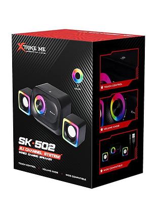 Акустика для пк xtrike me wired speaker sk-502 |5w+3w*2, 3.5mm+usb, rgb|